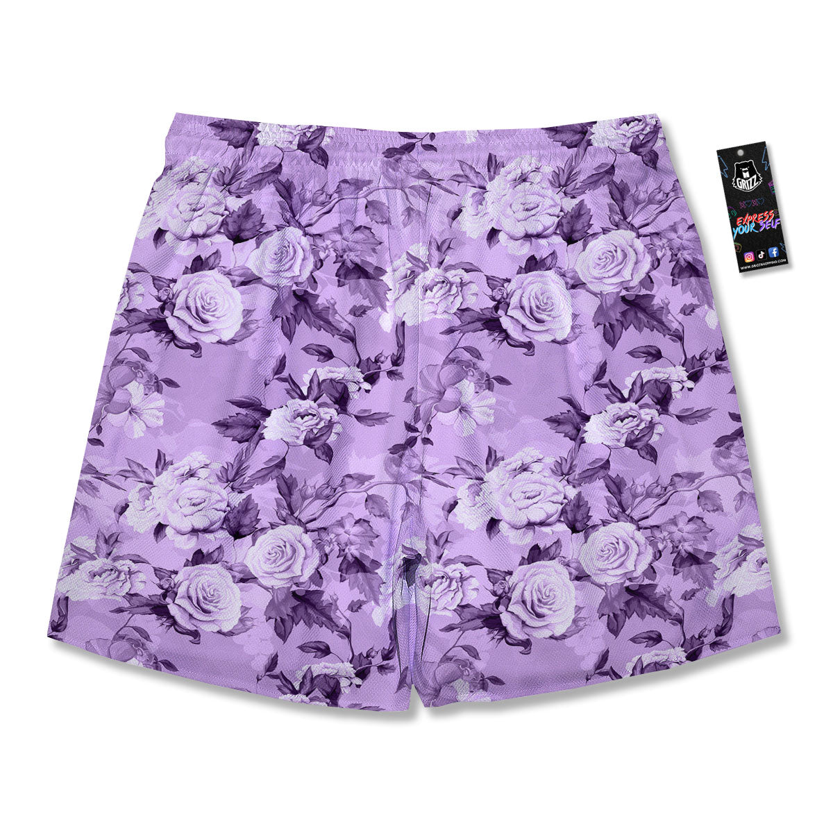 Rose Purple Print Pattern Men's Running Shorts-grizzshop