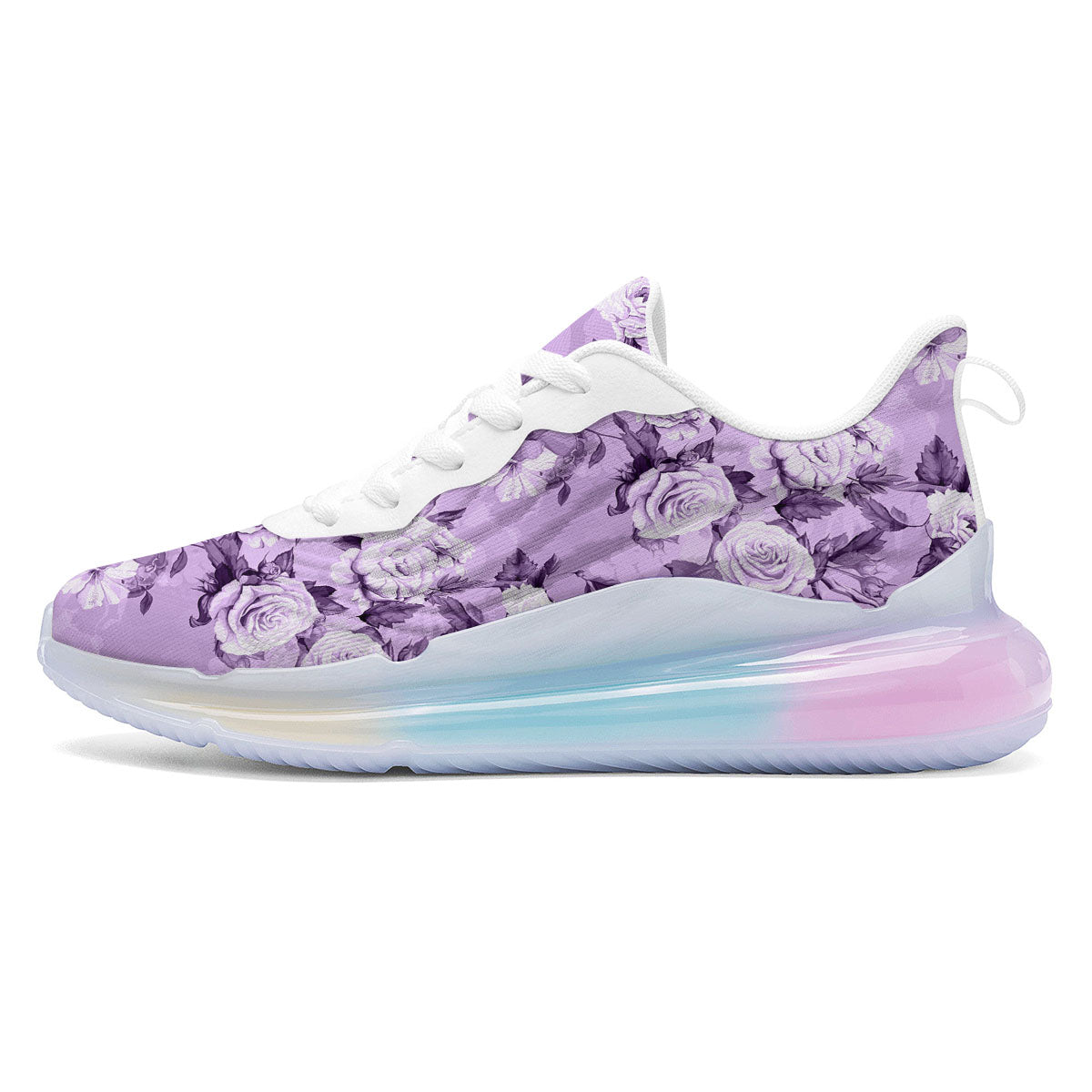 Rose Purple Print Pattern Running Sneakers-grizzshop