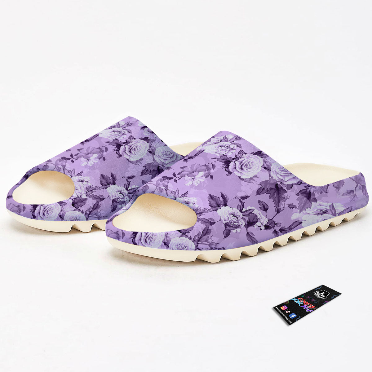 Rose Purple Print Pattern Sandals-grizzshop