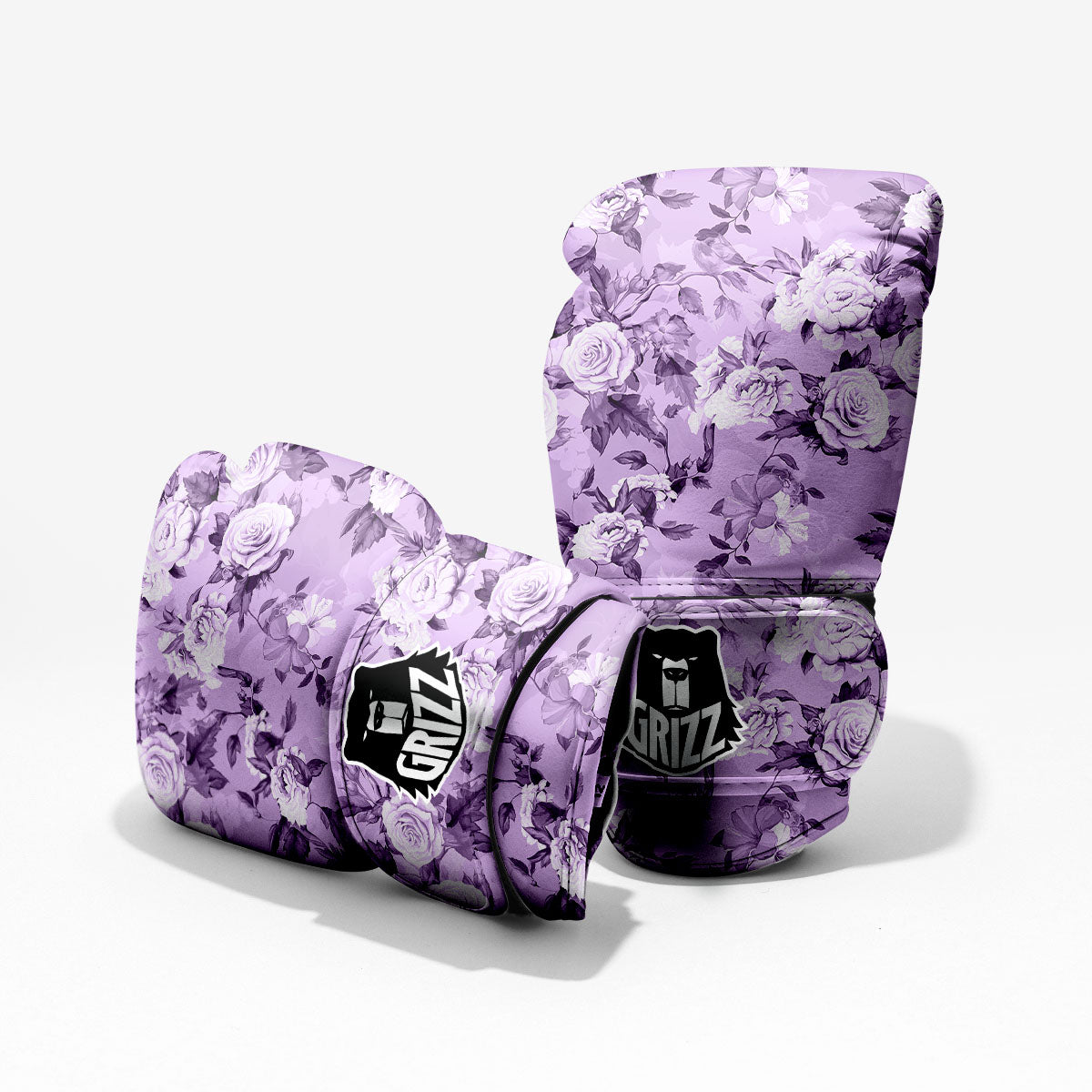 Rose Purple Print Pattern Pro Boxing Glove