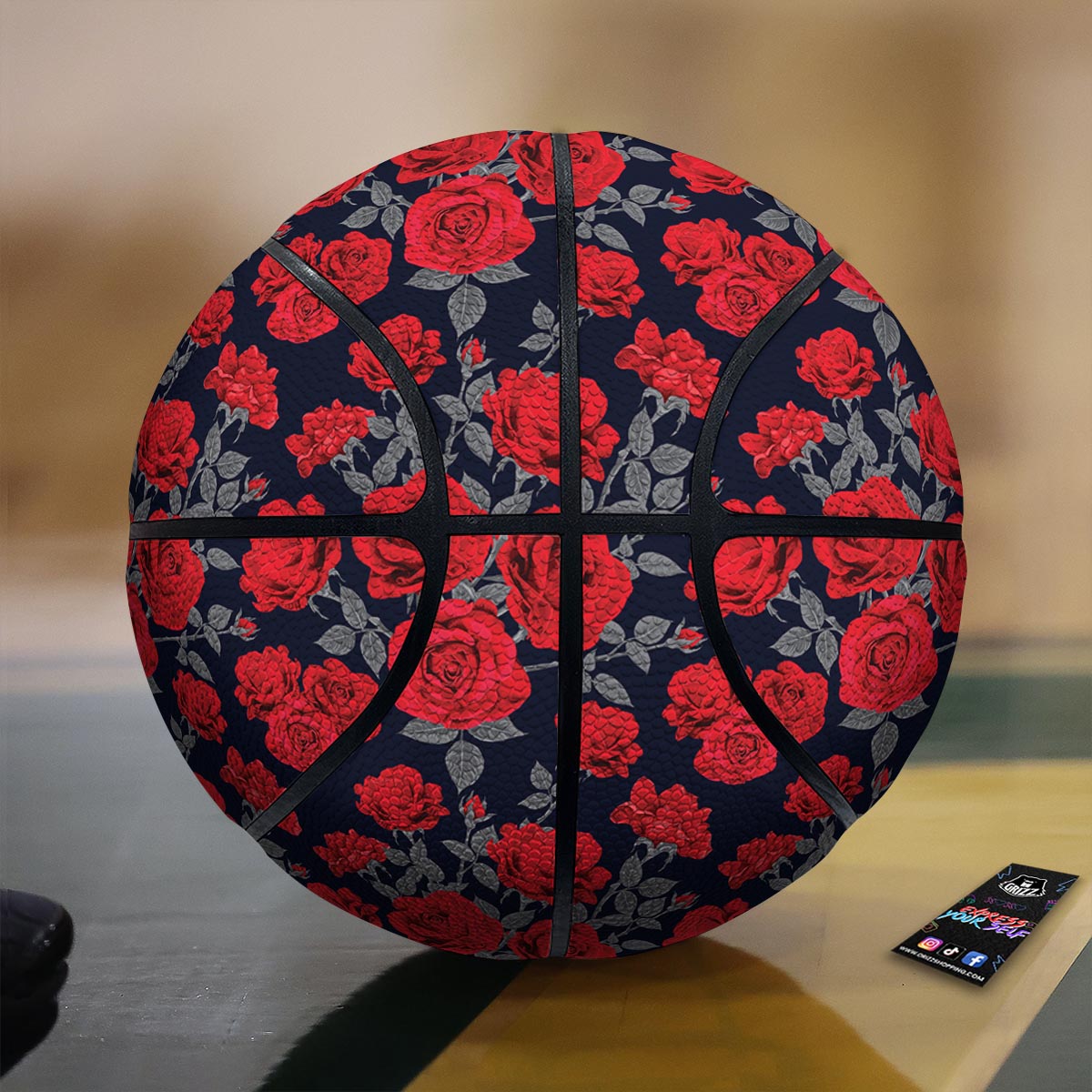 Rose Red Print Pattern Basketball-grizzshop