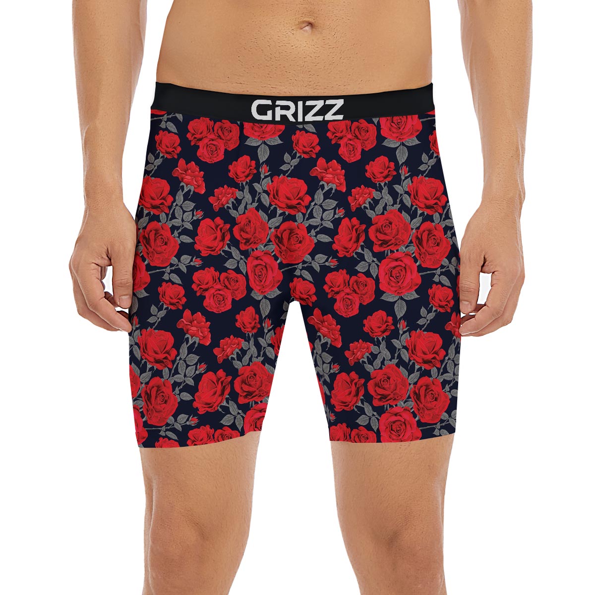 Rose Red Print Pattern Boxer Briefs-grizzshop