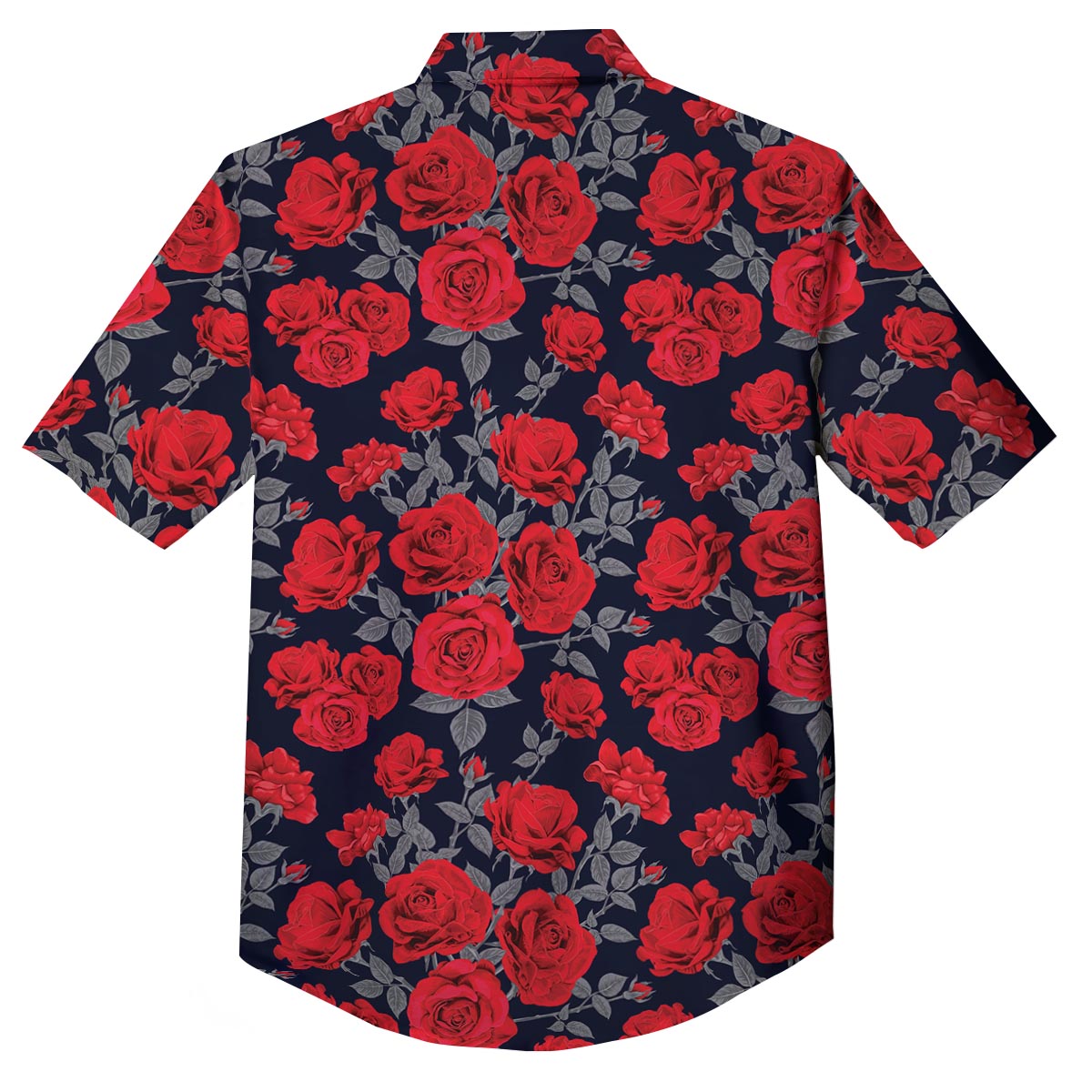 Rose Red Print Pattern Button Up Shirt-grizzshop