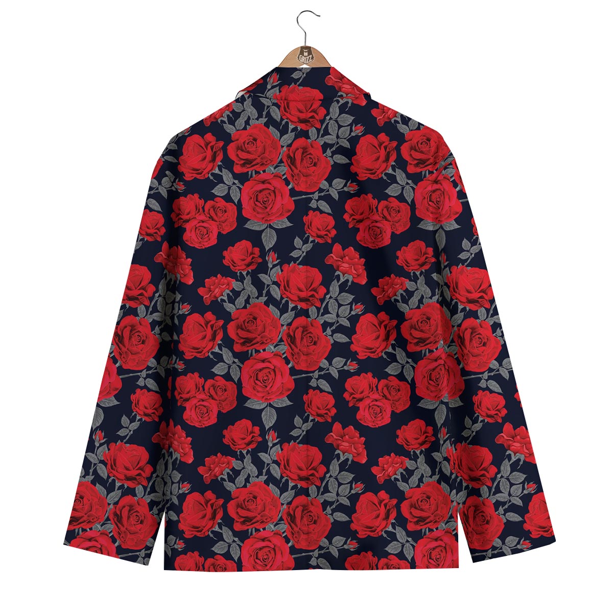 Rose Red Print Pattern Men's Blazer-grizzshop