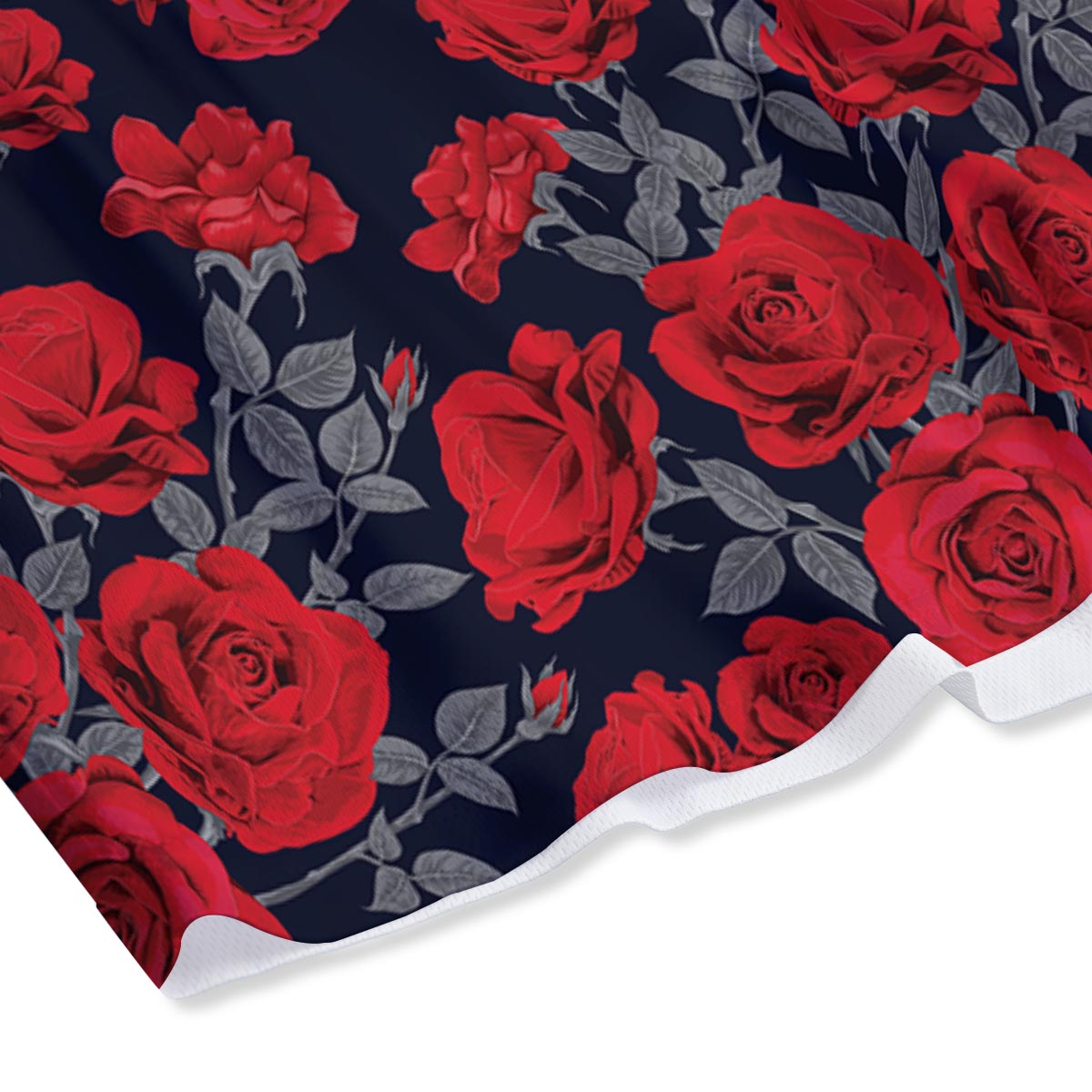 Rose Red Print Pattern Mesh Shorts