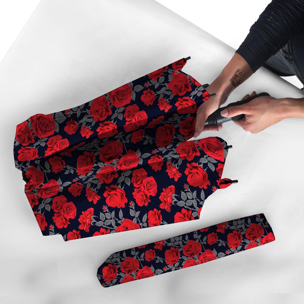 Rose Red Print Pattern Umbrella-grizzshop