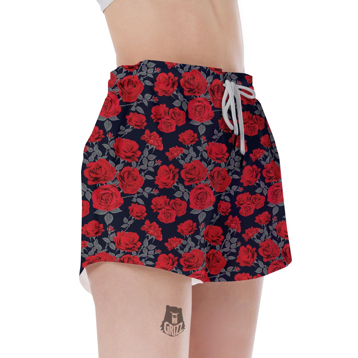 Rose Red Print Pattern Women's Shorts-grizzshop