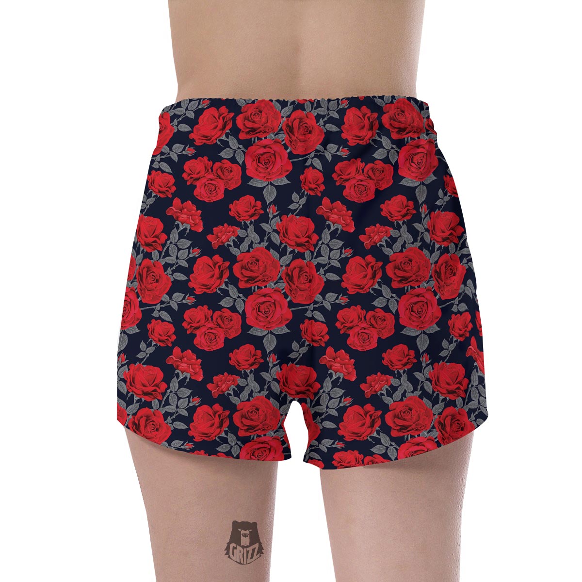 Rose Red Print Pattern Women's Shorts-grizzshop