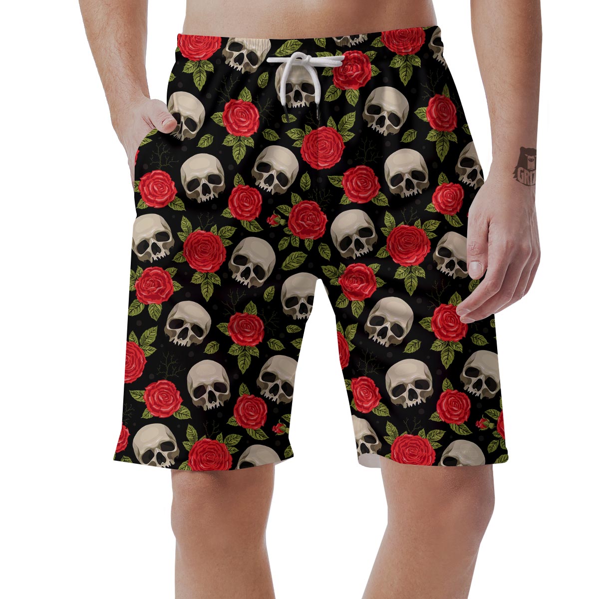 Rose Skull Men's Shorts-grizzshop