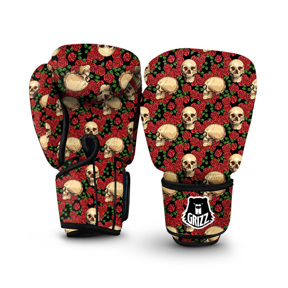 Rose Skull Print Boxing Gloves-grizzshop