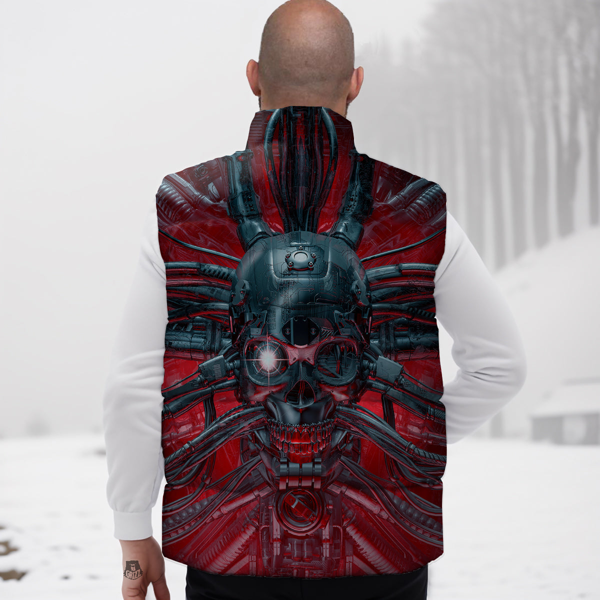 Rose Sugar Skull Skeleton Girly Floral Pattern Print Down Vest