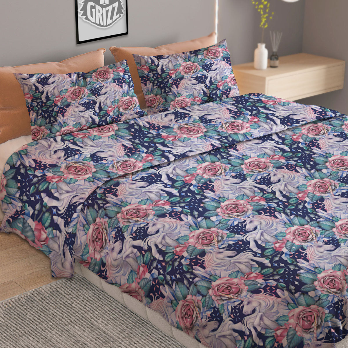 Pug Geometric Print Pattern Duvet Cover Bedding Set