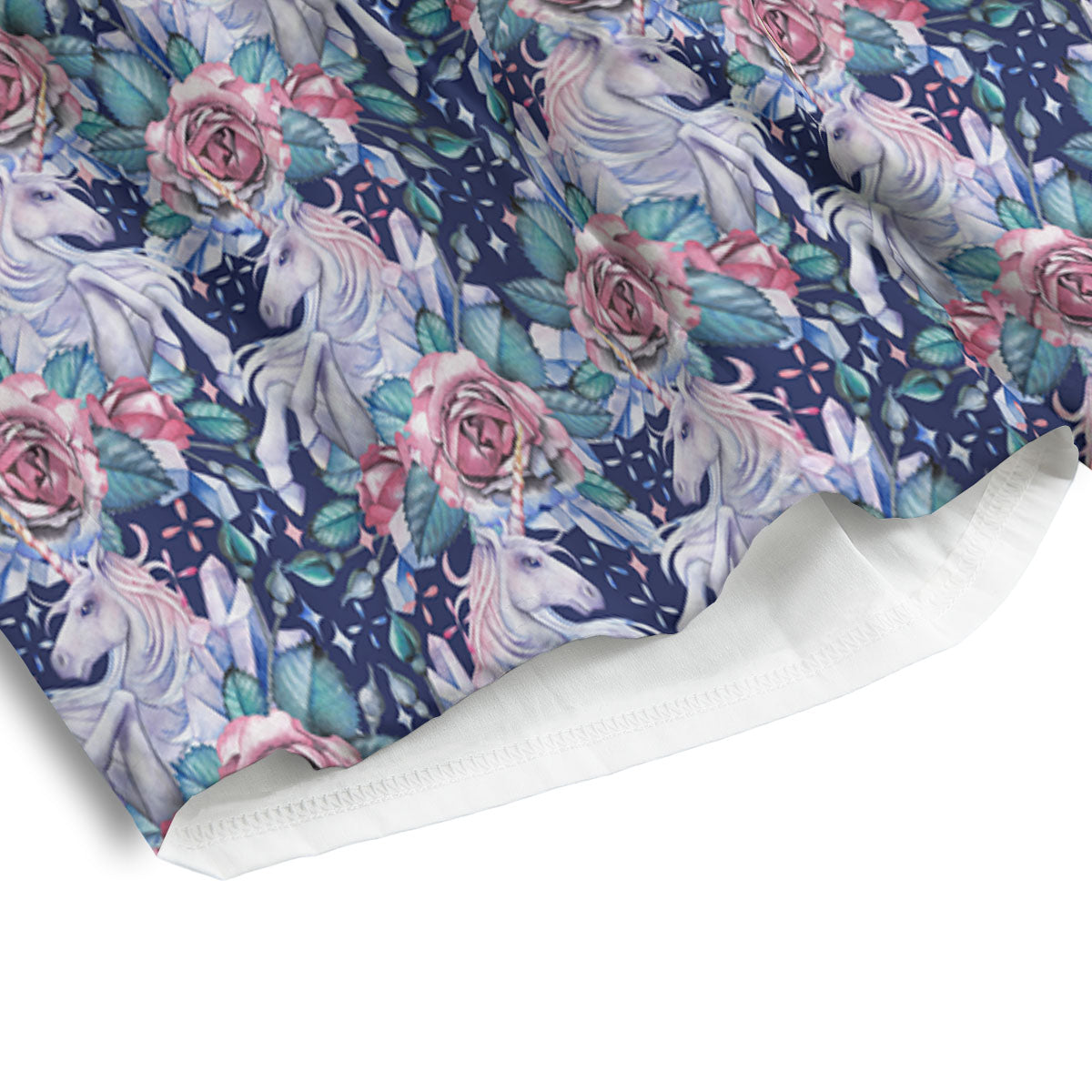 Rose Unicorn Blue Fairy Print Pattern Men's Athletic Shorts