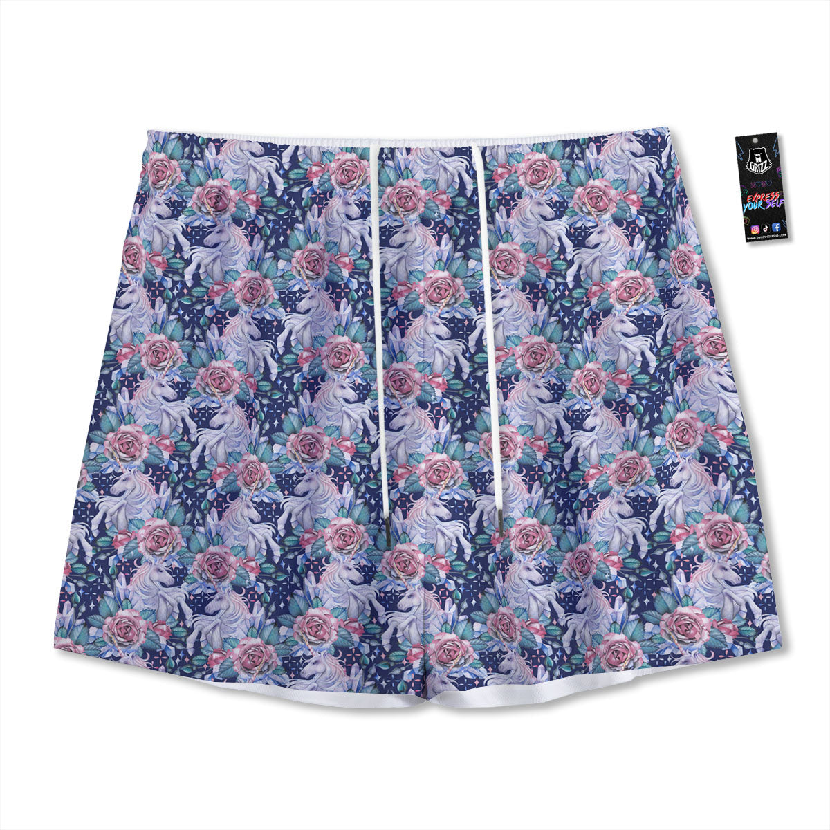 Pug Geometric Print Pattern Mesh Shorts