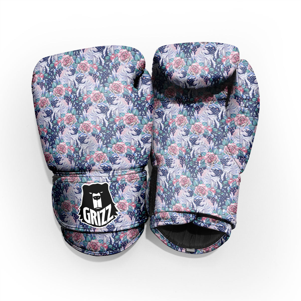 Rose Unicorn Blue Fairy Print Pattern Pro Boxing Glove