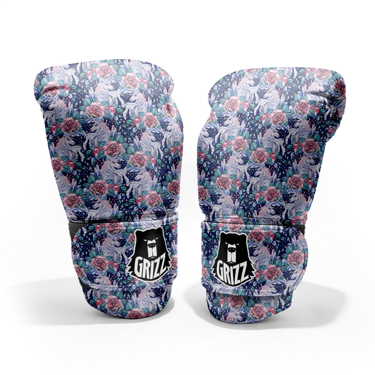 Rose Unicorn Blue Fairy Print Pattern Pro Boxing Glove
