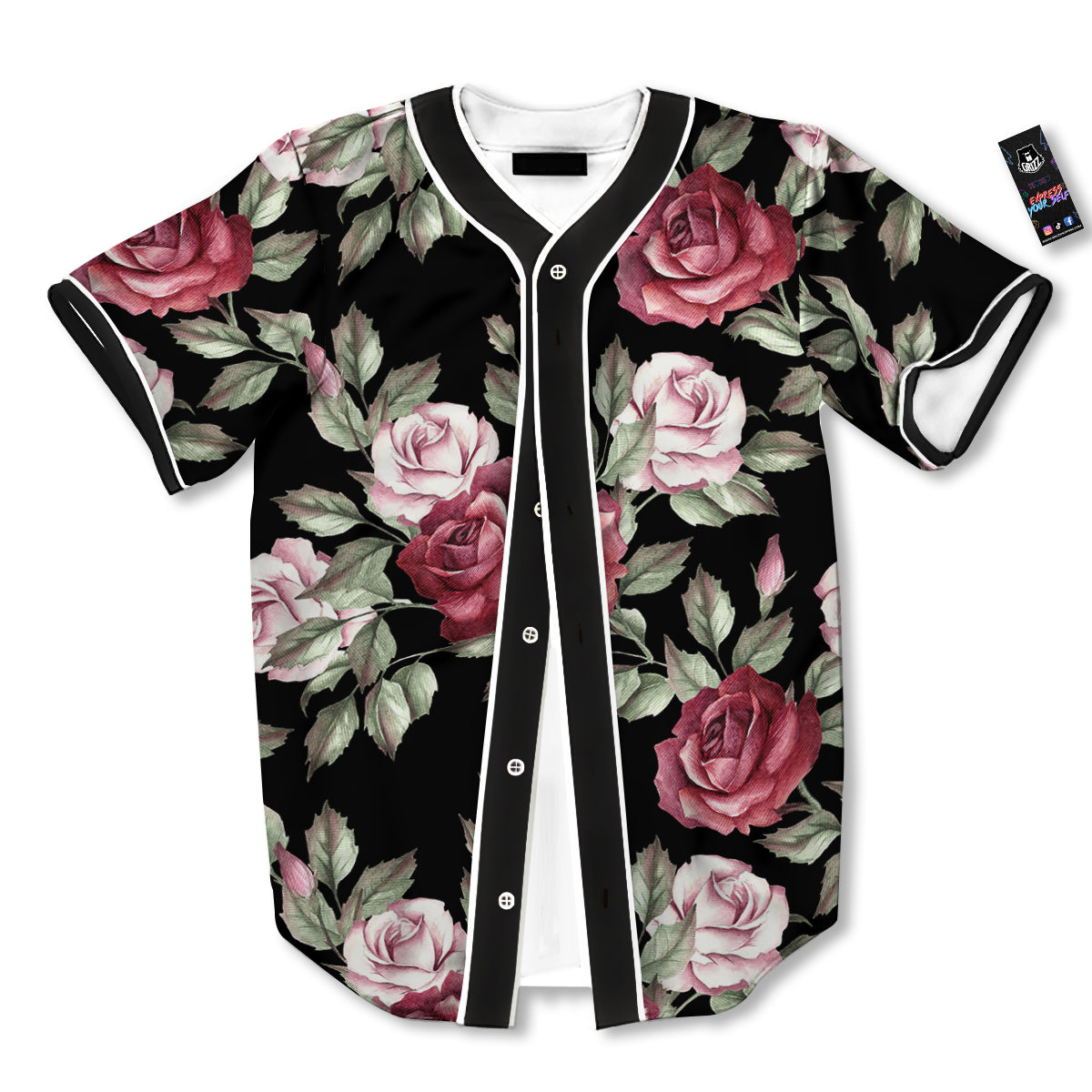 Rose Valentine's Day Print Pattern Baseball Jersey-grizzshop