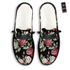 Rose Valentine's Day Print Pattern Black Loafers-grizzshop