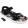 Rose Valentine's Day Print Pattern Black Open Toe Sandals-grizzshop