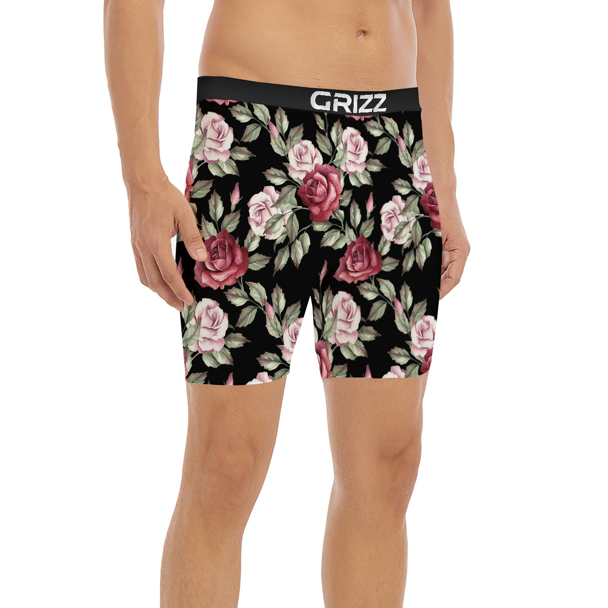 Rose Valentine's Day Print Pattern Boxer Briefs-grizzshop