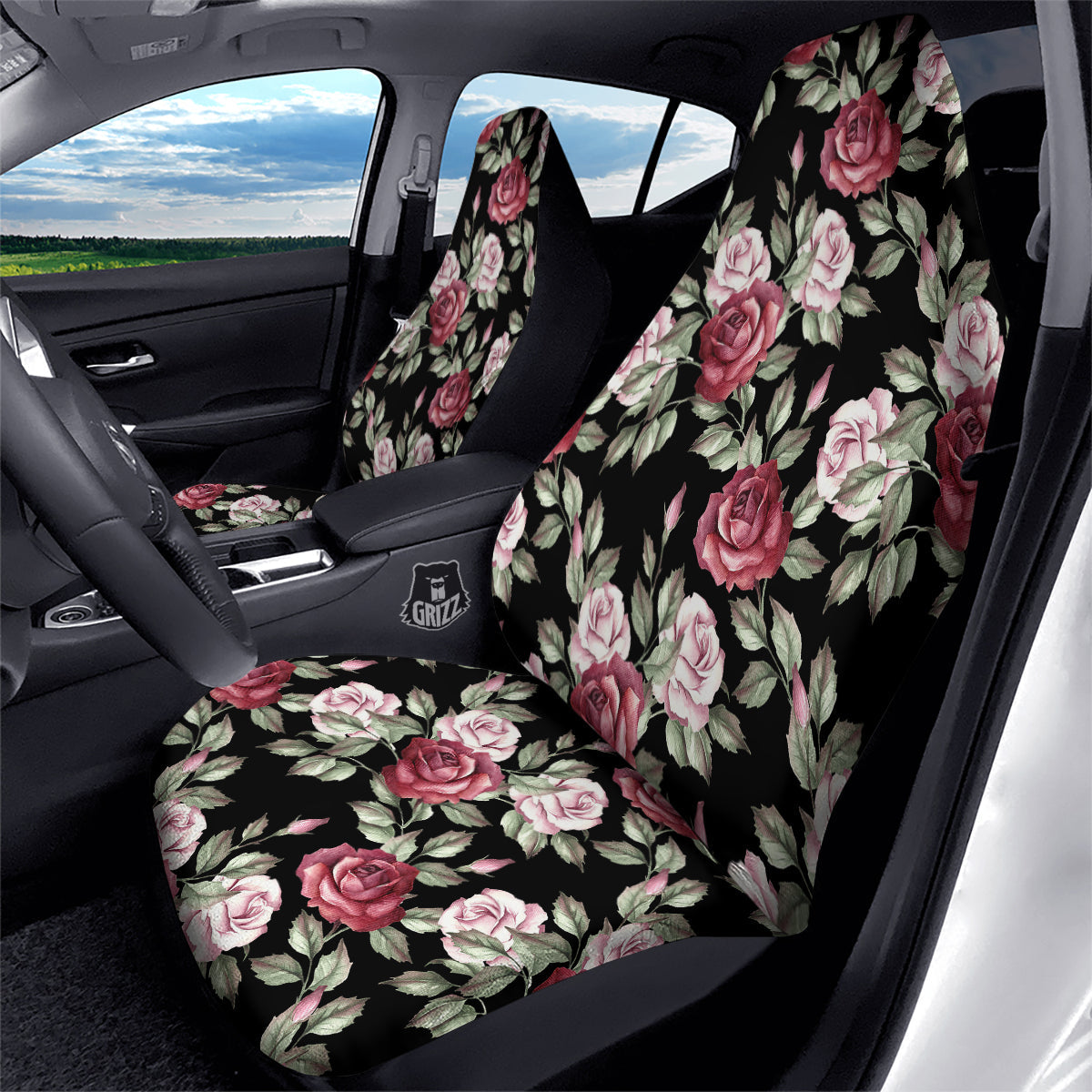 Rose Valentine's Day Print Pattern Car Seat Covers-grizzshop