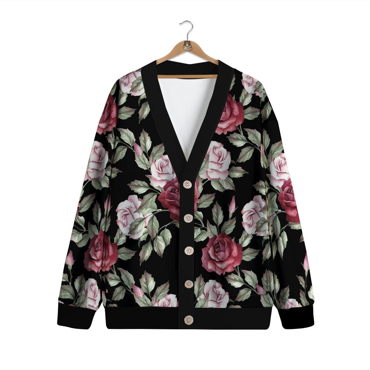 Rose Valentine's Day Print Pattern Cardigan-grizzshop