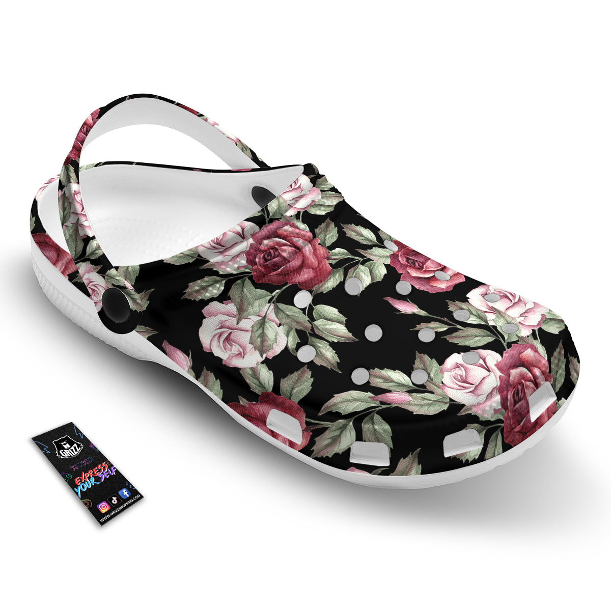 Rose Valentine's Day Print Pattern Clog-grizzshop