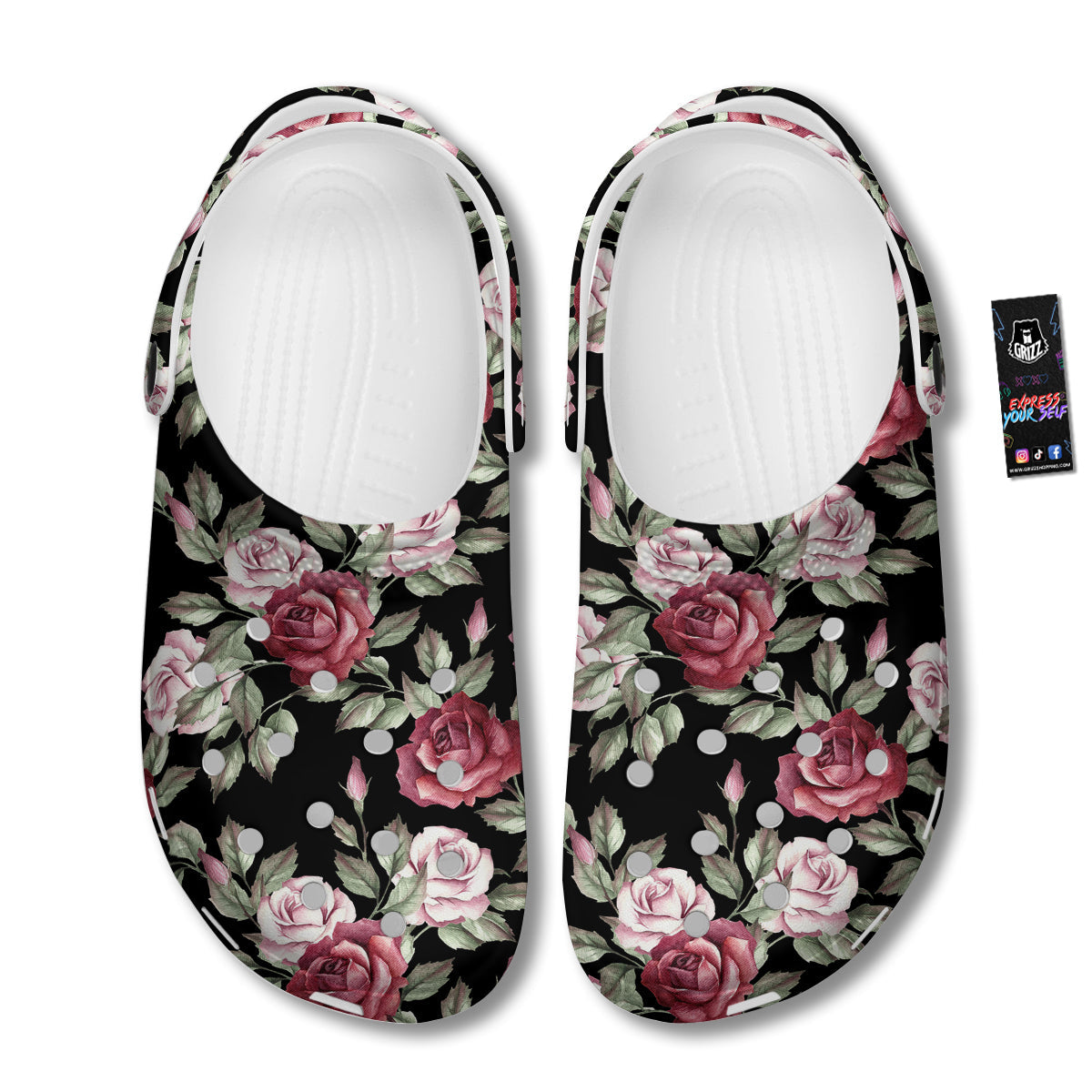 Rose Valentine's Day Print Pattern Clog-grizzshop