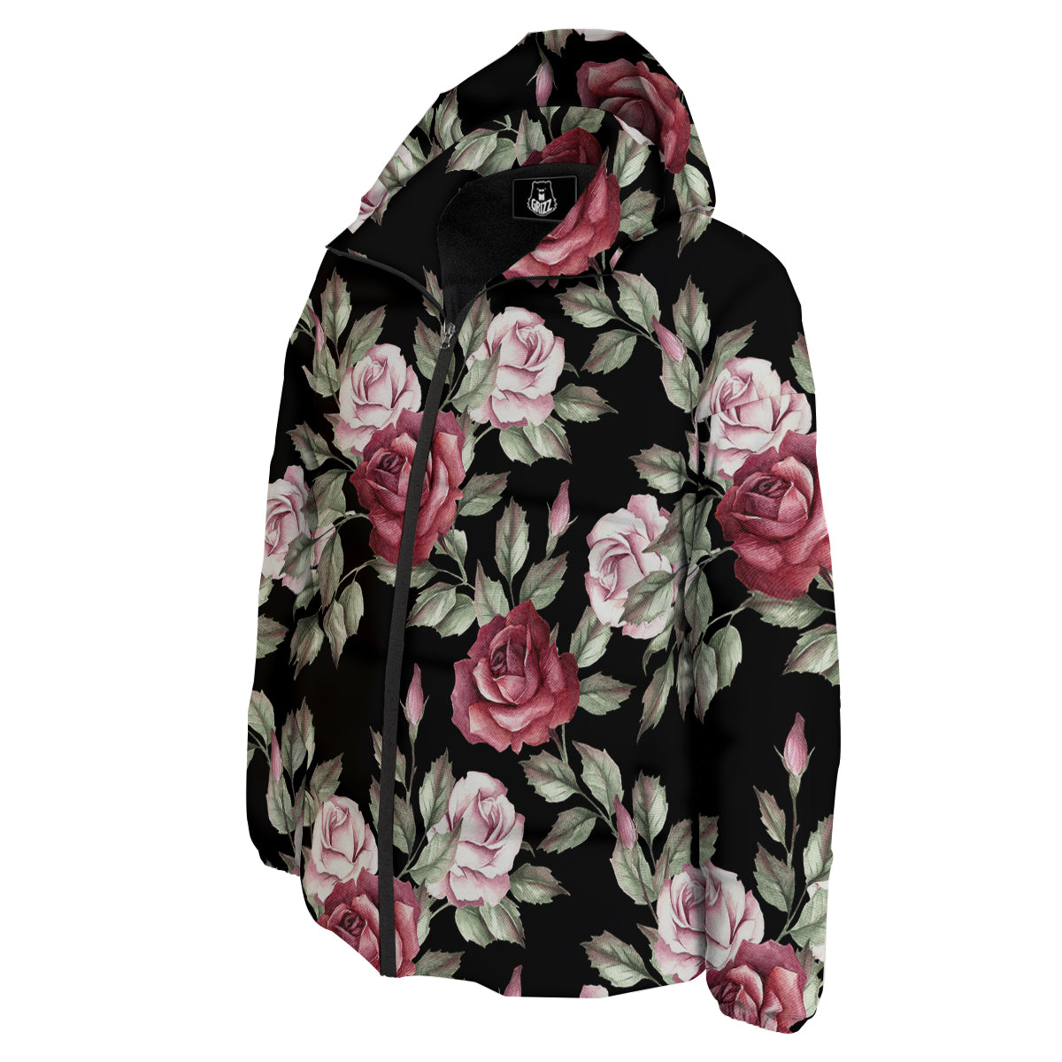 Rose Valentine's Day Print Pattern Down Jacket-grizzshop