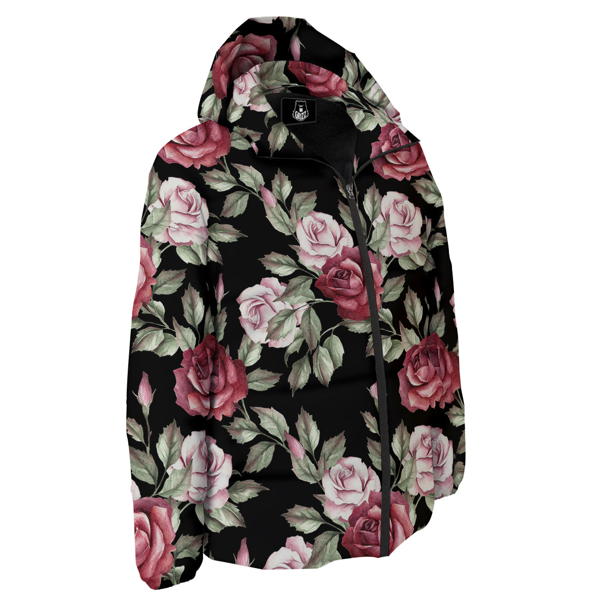 Rose Valentine's Day Print Pattern Down Jacket-grizzshop