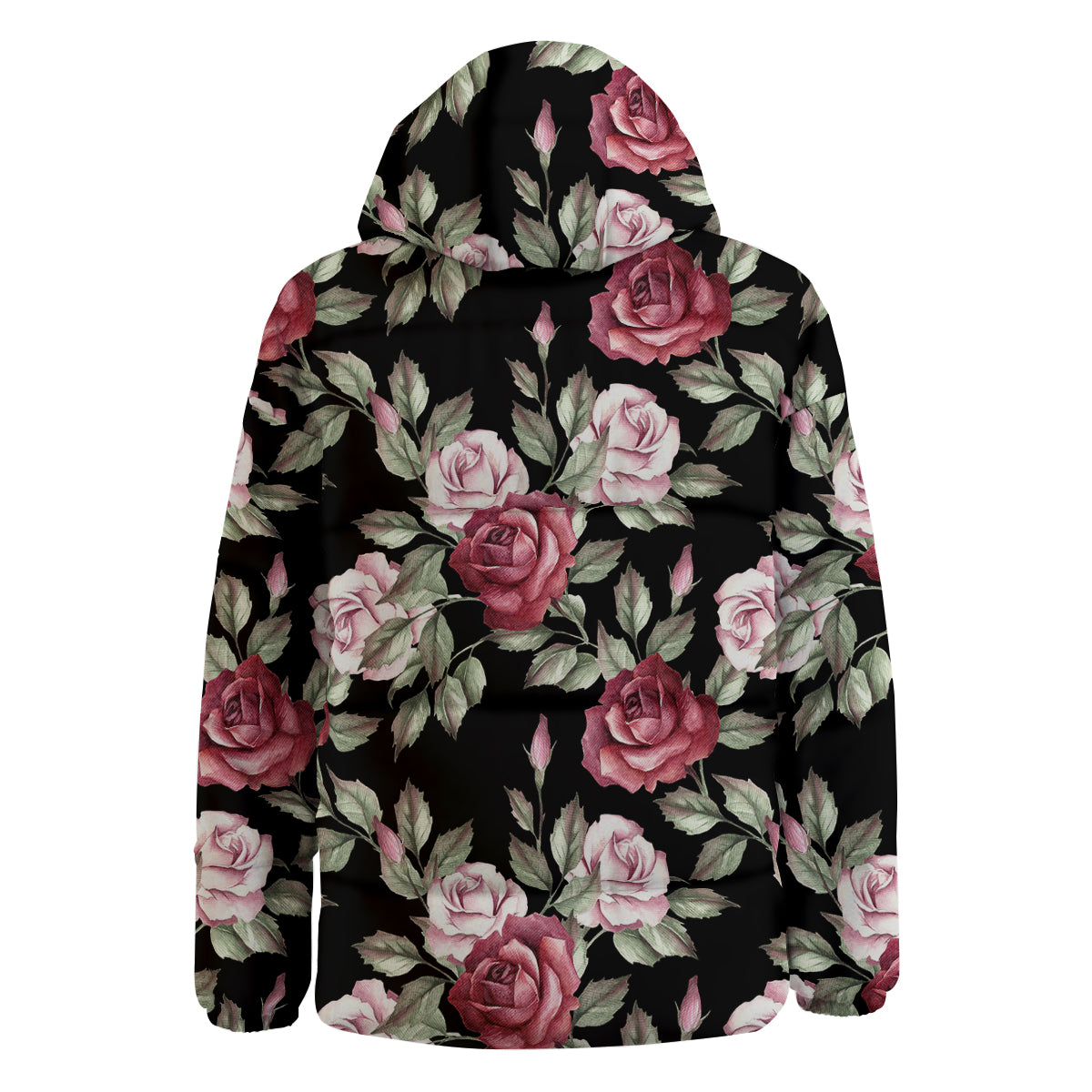 Rose Valentine's Day Print Pattern Down Jacket-grizzshop