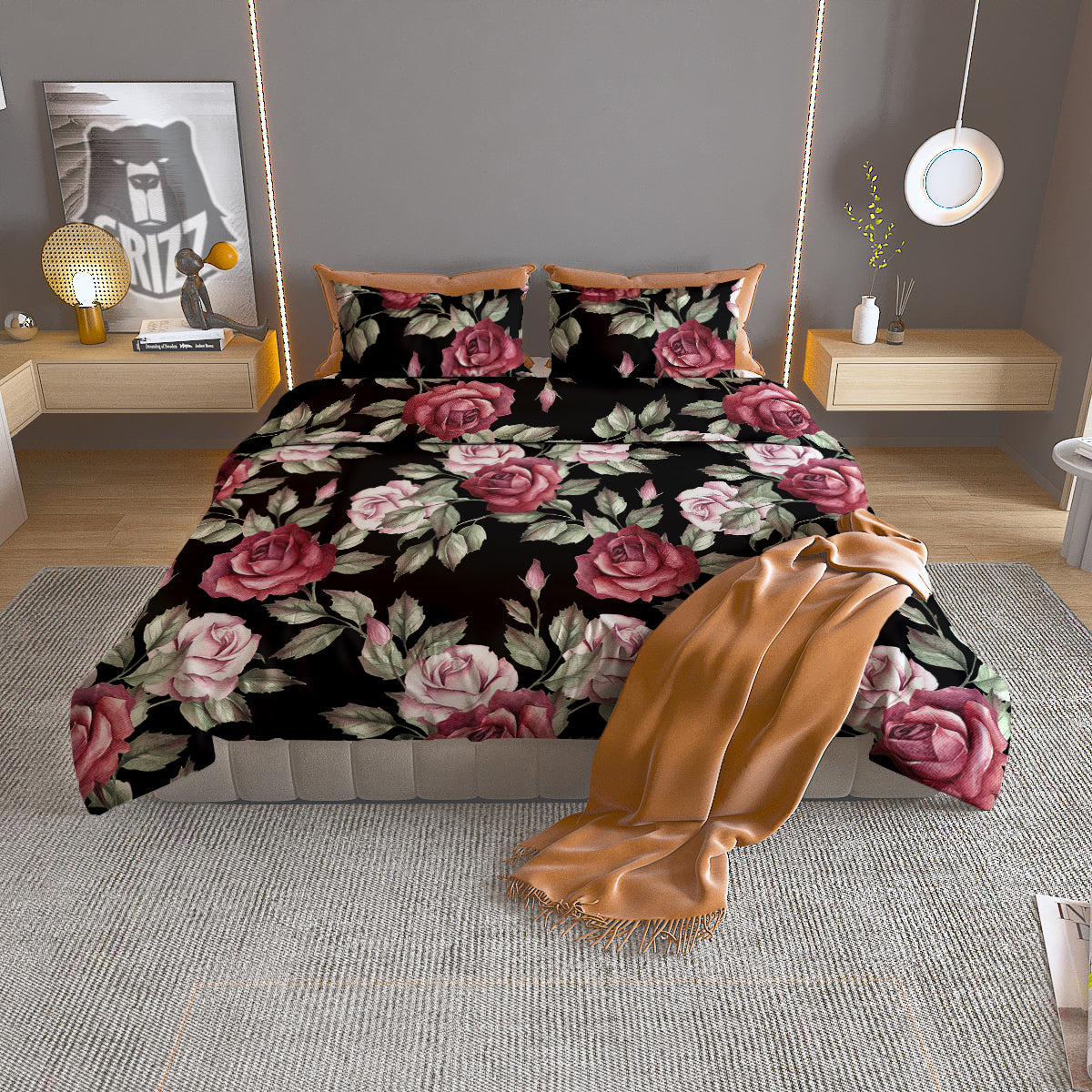 Rose Valentine's Day Print Pattern Duvet Cover Bedding Set