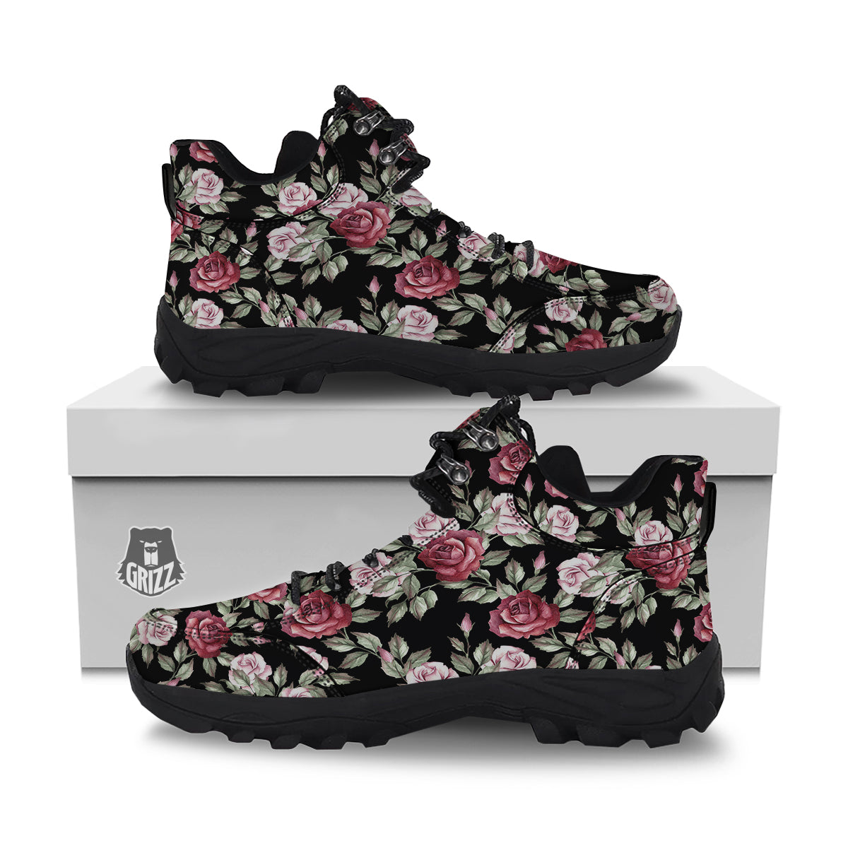 Rose Valentine's Day Print Pattern Hiking Shoes-grizzshop