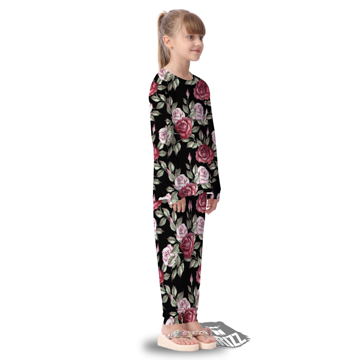 Rose Valentine's Day Print Pattern Kid's Pajamas-grizzshop