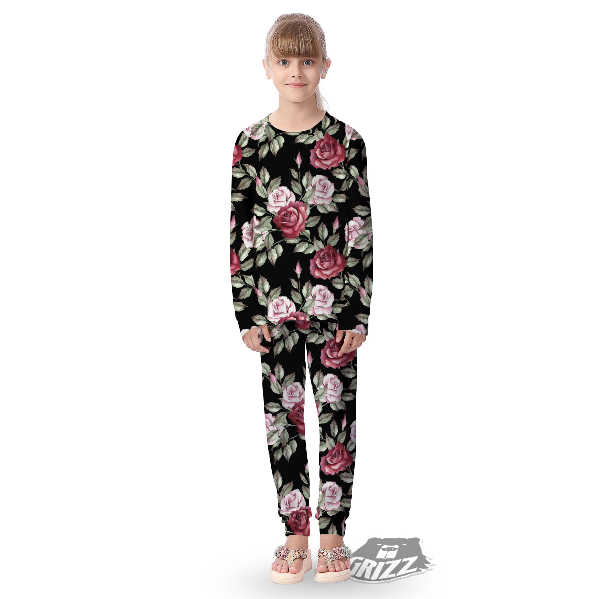 Rose Valentine's Day Print Pattern Kid's Pajamas-grizzshop