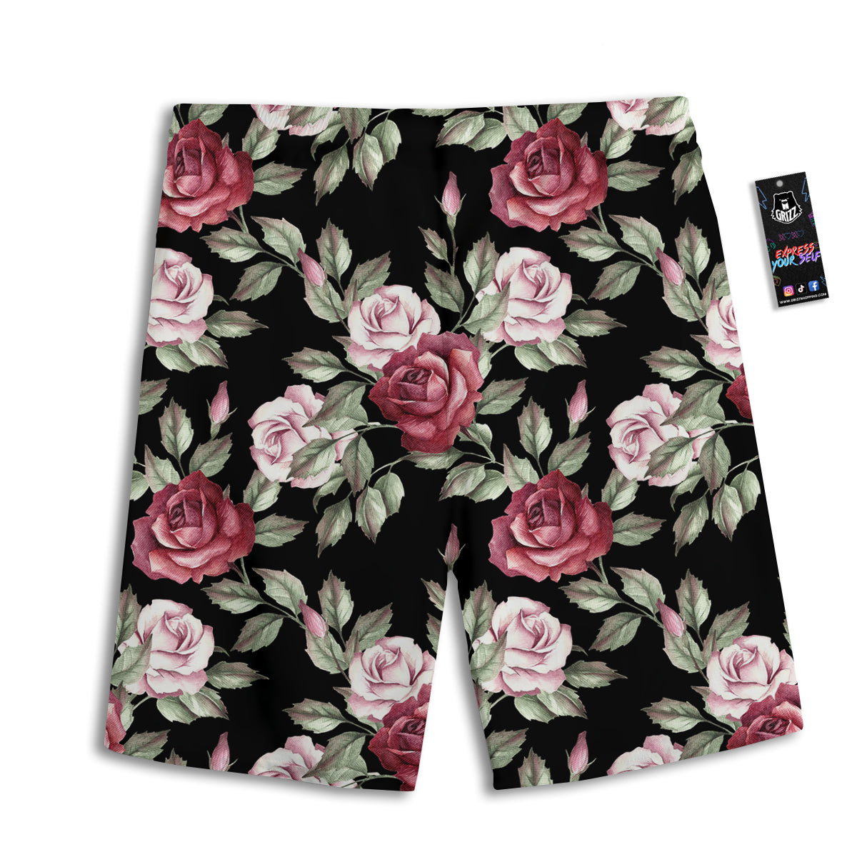 Rose Valentine's Day Print Pattern Men's Athletic Shorts