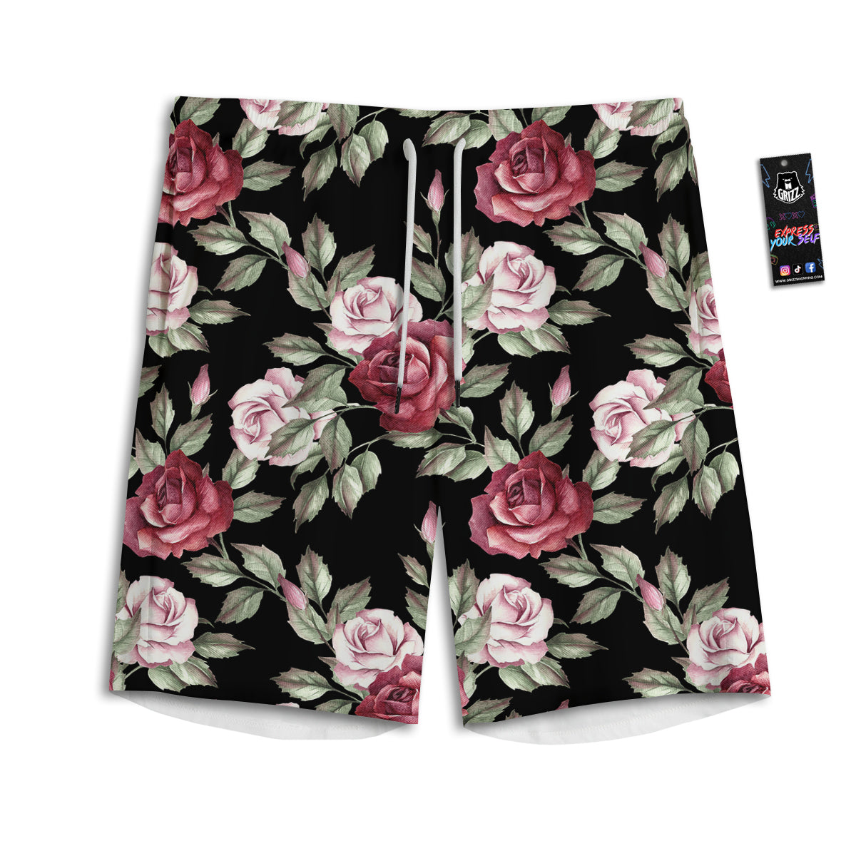 Rose Valentine's Day Print Pattern Men's Athletic Shorts