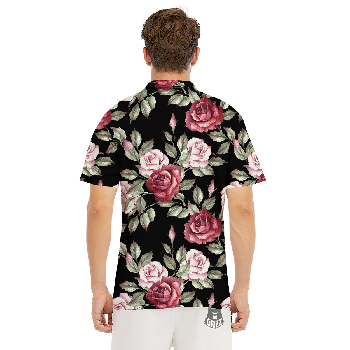 Rose Valentine's Day Print Pattern Men's Golf Shirts-grizzshop