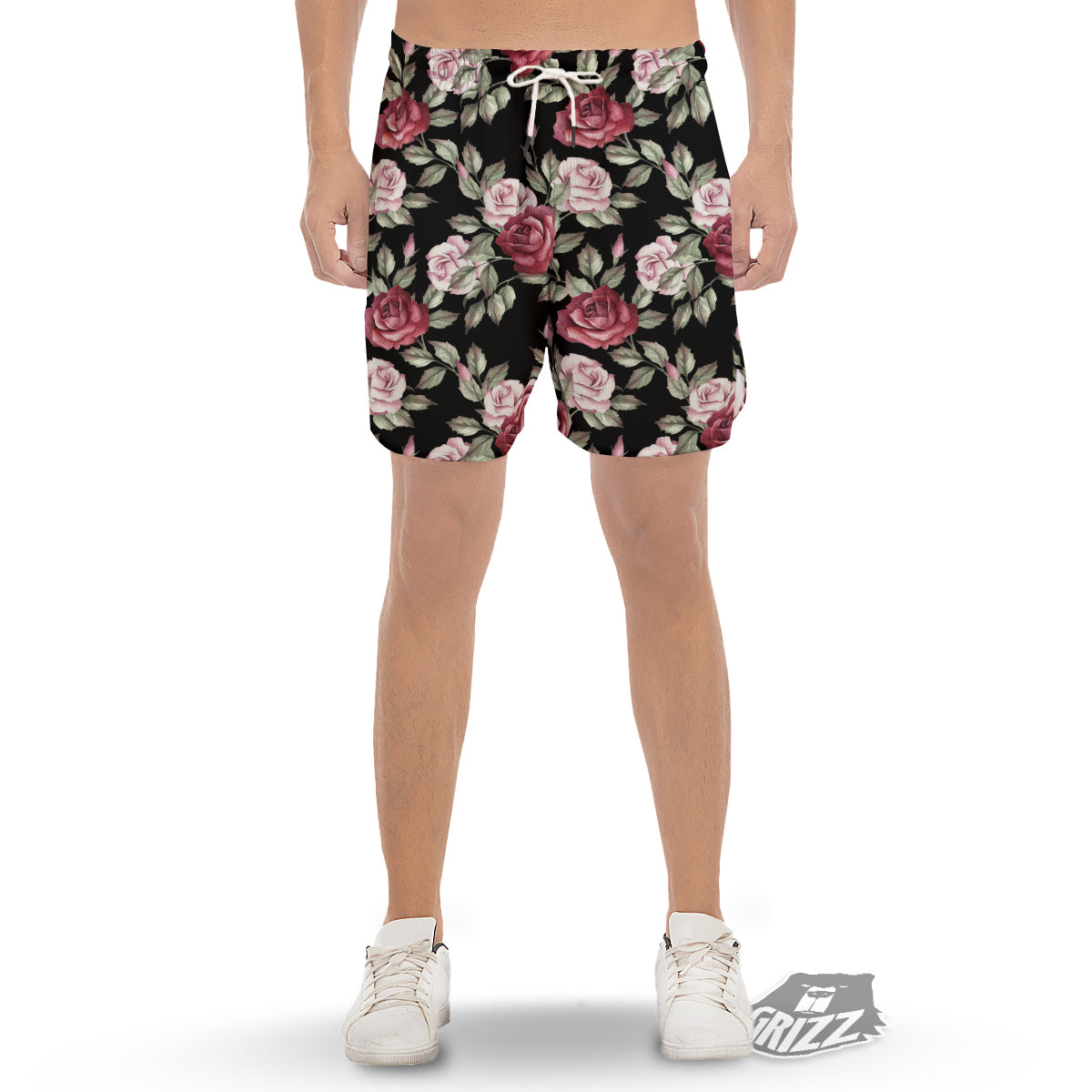 Rose Valentine's Day Print Pattern Men's Gym Shorts-grizzshop