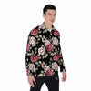 Rose Valentine's Day Print Pattern Men's Long Sleeve Shirts-grizzshop