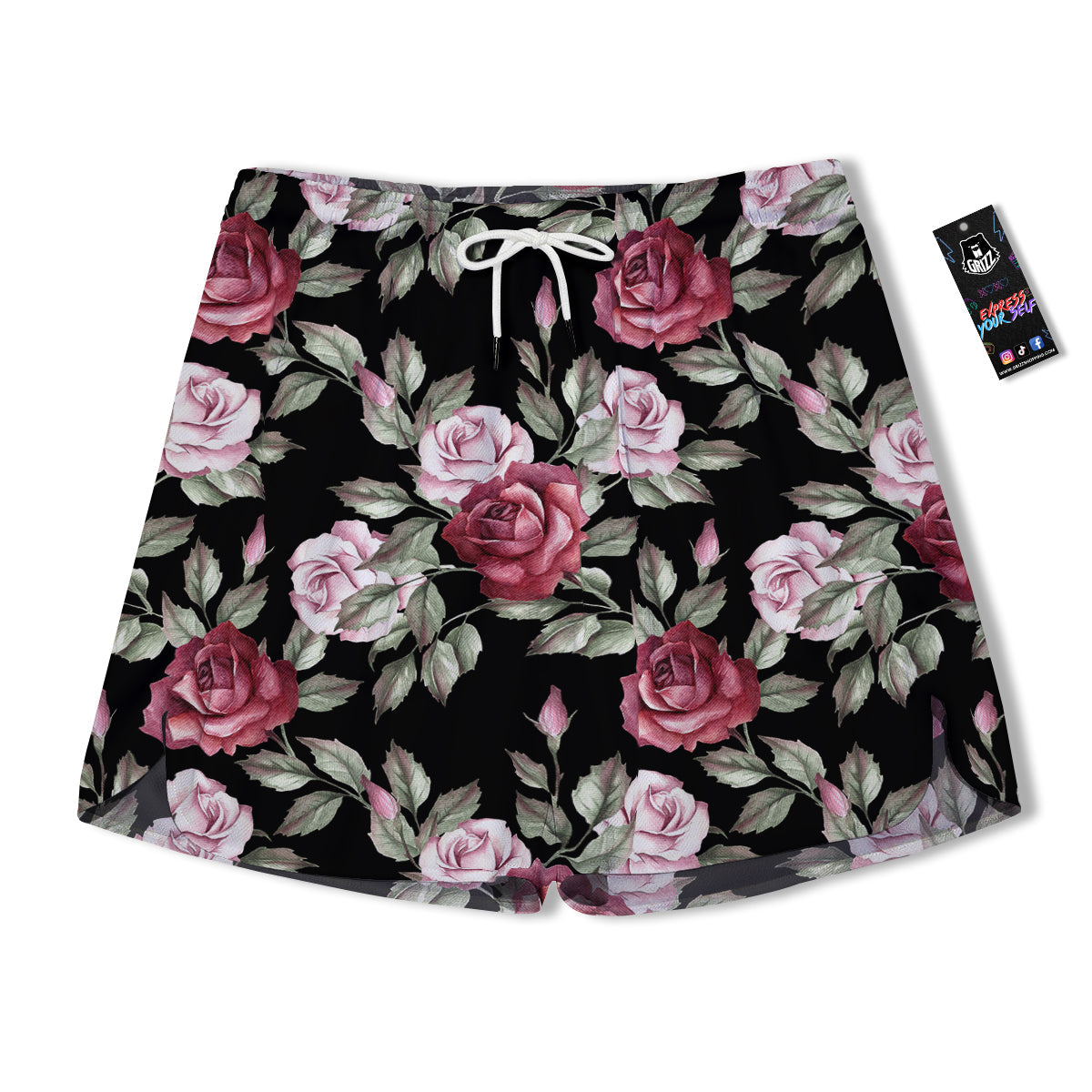 Rose Valentine's Day Print Pattern Men's Running Shorts-grizzshop