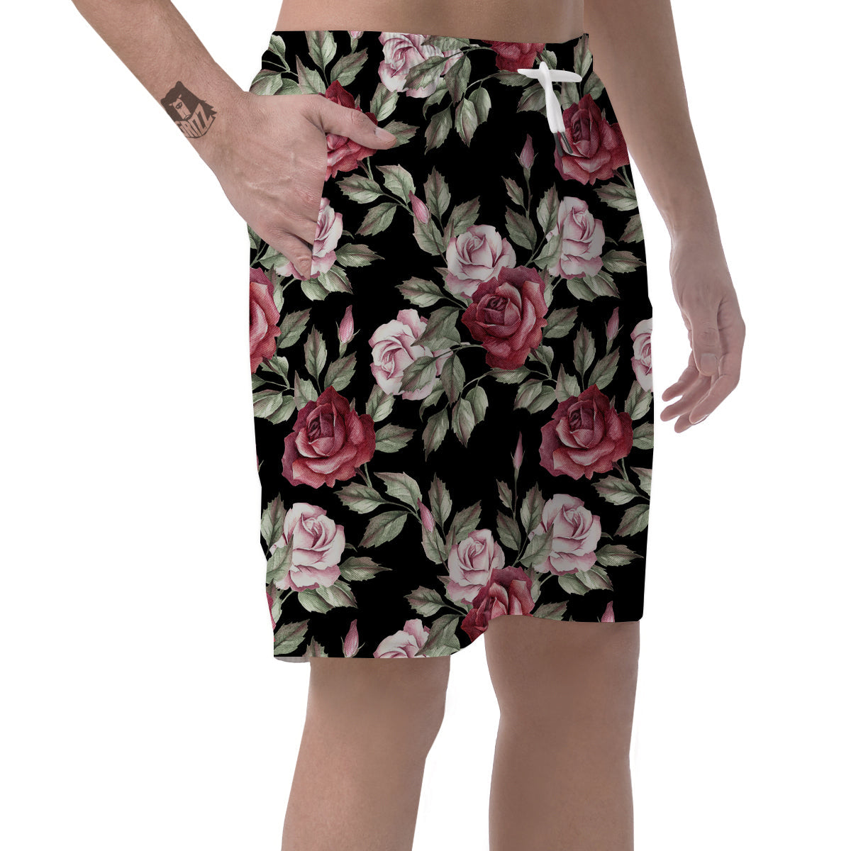 Rose Valentine's Day Print Pattern Men's Shorts-grizzshop