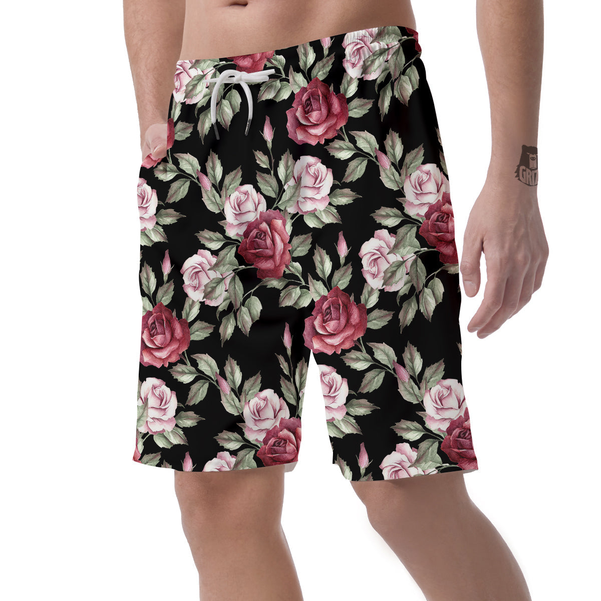 Rose Valentine's Day Print Pattern Men's Shorts-grizzshop