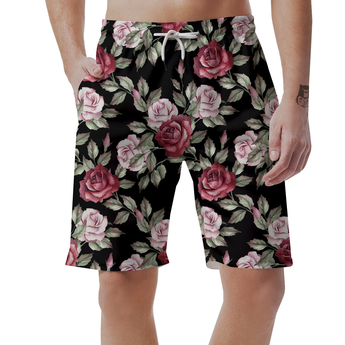 Rose Valentine's Day Print Pattern Men's Shorts-grizzshop