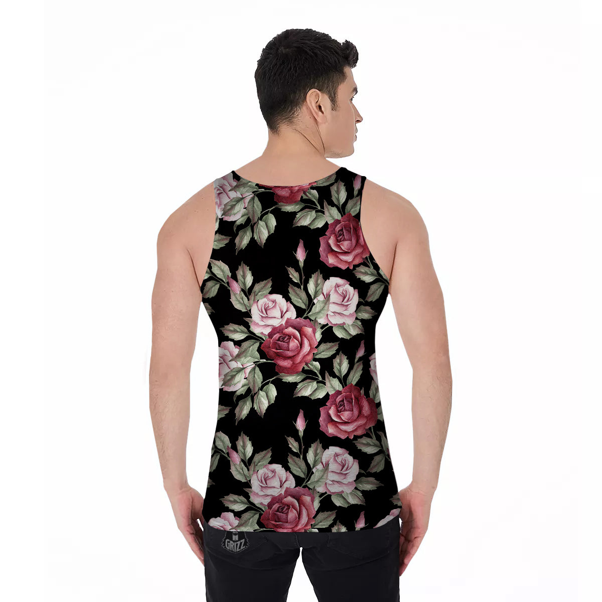 Rose Valentine's Day Print Pattern Men's Tank Top-grizzshop