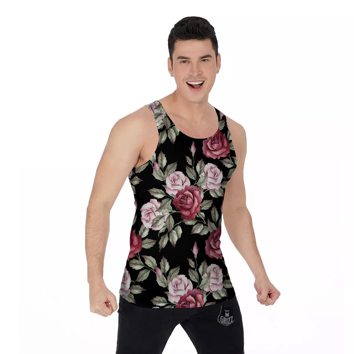 Rose Valentine's Day Print Pattern Men's Tank Top-grizzshop