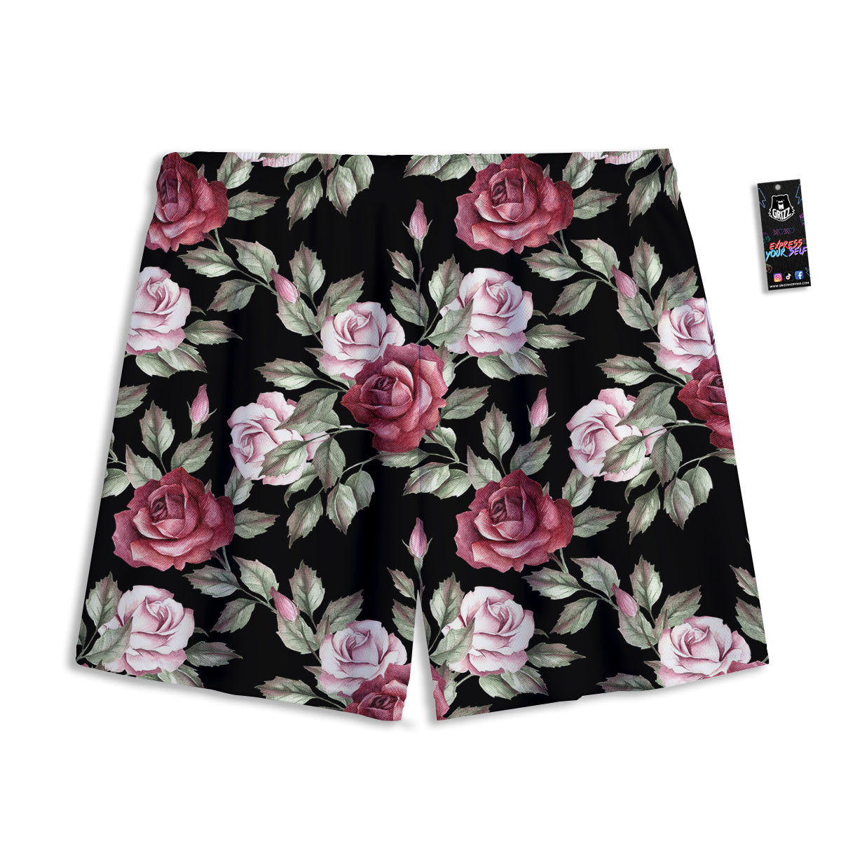 Rose Valentine's Day Print Pattern Mesh Shorts