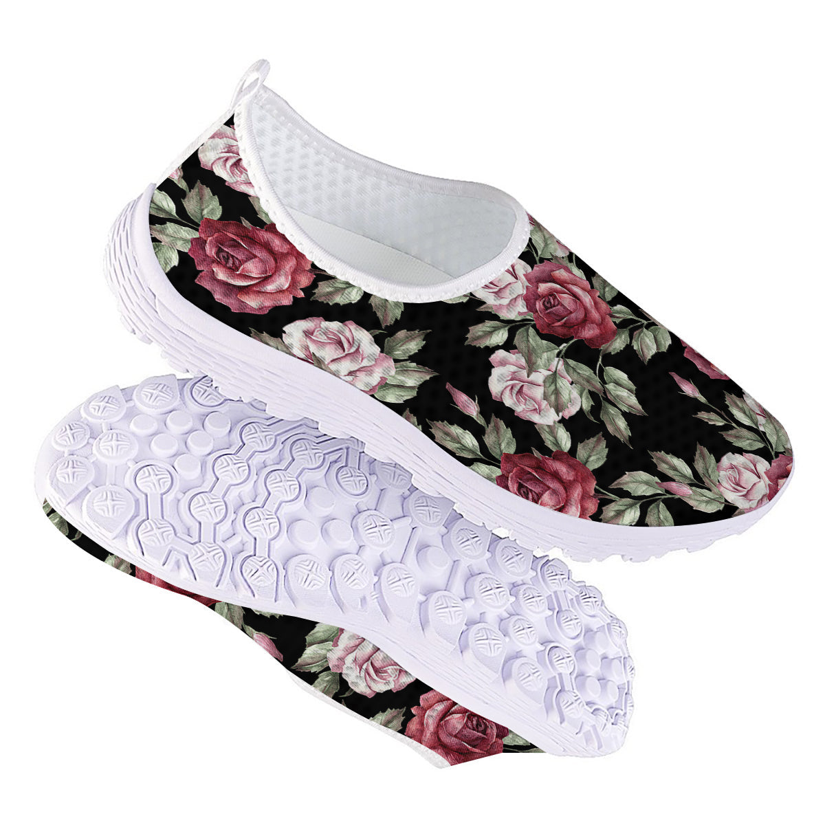 Rose Valentine's Day Print Pattern Nurse Shoes-grizzshop