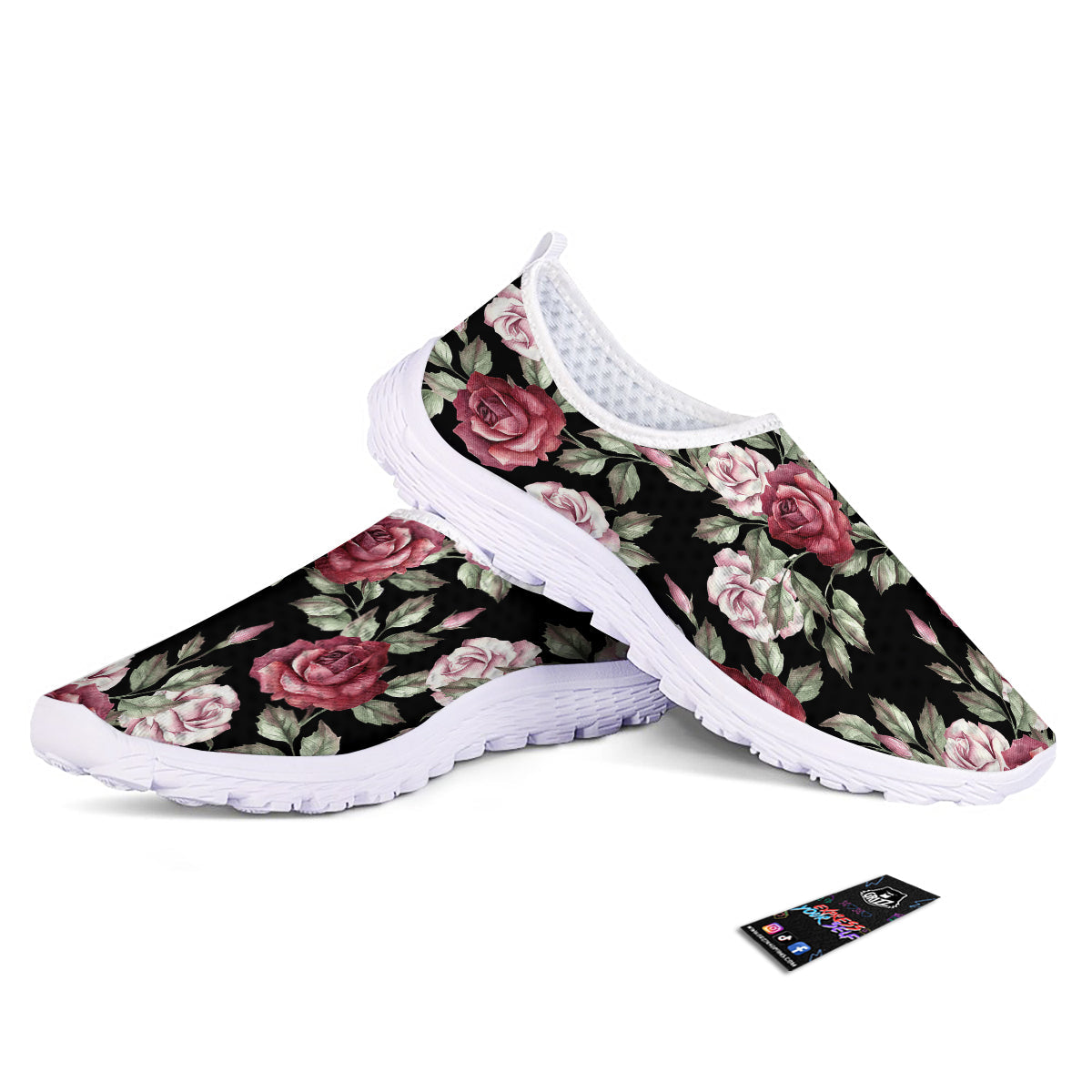 Rose Valentine's Day Print Pattern Nurse Shoes-grizzshop