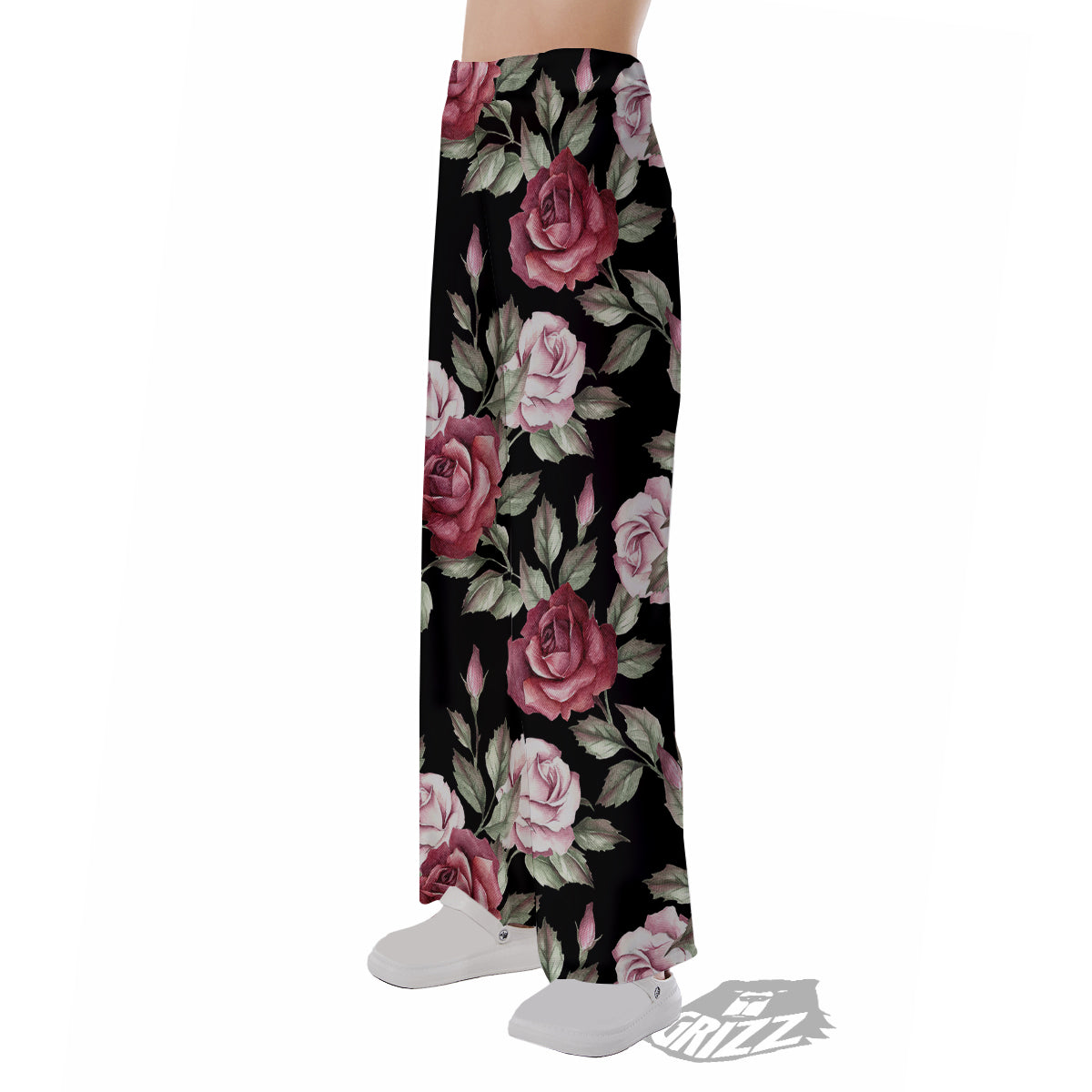 Rose Valentine's Day Print Pattern Pajama Pants-grizzshop